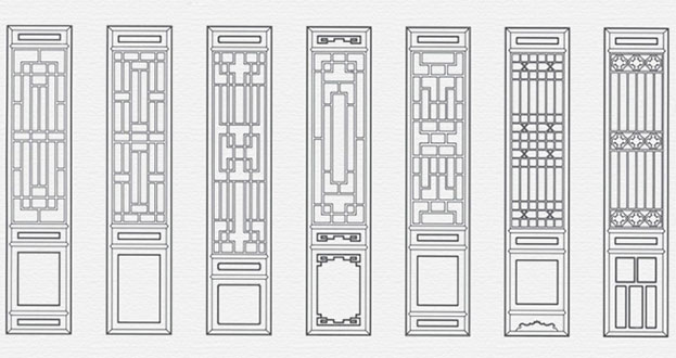 通河常用中式仿古花窗图案隔断设计图